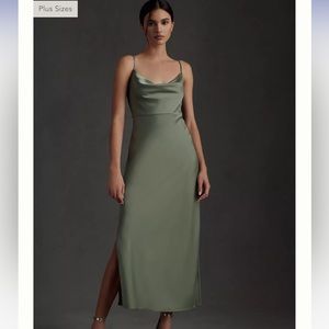 BHLDN Sage Elegant Cowl Neck Dress - satin